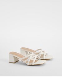 Boohoo - Strappy Block Heeled Mules - Lyst