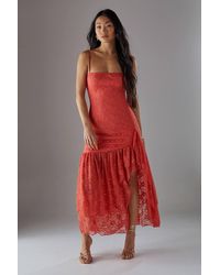 chinese dress ladies (M) Orange Lace Vintage Slip Dress main image 1