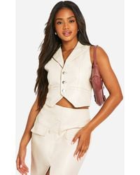 Boohoo - Faux Leather Button Down Waistcoat - Lyst