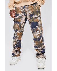 Boohoo - Elasticated Waist Forest Camo Multi Pocket Straight Fit Cargo Pants - Lyst