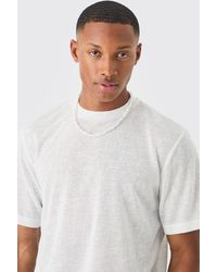BoohooMAN - Regular Fit Sheer Knitted Slub T-shirt - Lyst