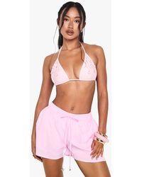 Boohoo - Starfish Trim Linen Beach Shorts - Lyst