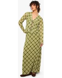 Boohoo - Flannel Print Tie Front Top & Maxi Skirt Co-Ord - Lyst