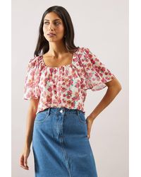 Wallis - Floral Square Neck Blouse - Lyst