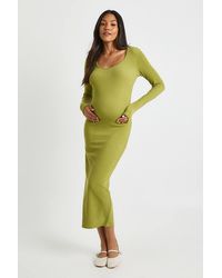 Boohoo - Maternity Rib Scoop Neck Midaxi Dress - Lyst