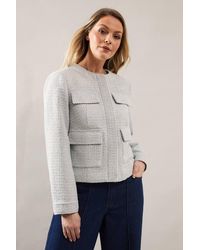 Wallis - Boxy Fit Collarless Jacket - Lyst