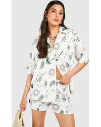 Boohoo - Hammered Bohemian Print Relaxed Fit Shirt & Shorts - Lyst