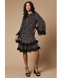 Oasis - Petite Occasion Sequin Ruffle Swing Dress - Lyst