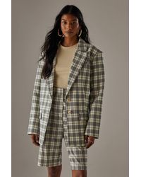 Warehouse - Oversized Flannel Blazer - Lyst