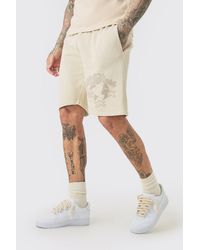 BoohooMAN - Tall Oversized Dream Worldwide Shorts In Sand - Lyst