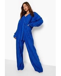 Boohoo Plisse Floor Sweeping Wide Leg 