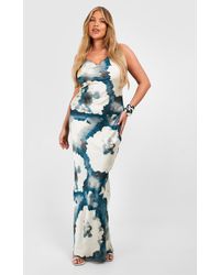 Boohoo - Plus Floral Print Satin Maxi Dress - Lyst