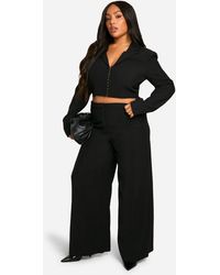 Boohoo - Plus Seam Detail Wide Leg Tailored Trouser - Lyst