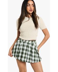 Boohoo - Check Pleat Mini Skirt - Lyst