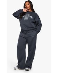 Boohoo - Plus Ath Archive Embroidered Straight Leg Jogger - Lyst