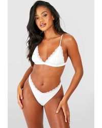 Boohoo - Lace Trim Seamless Bralet And Brief Set - Lyst