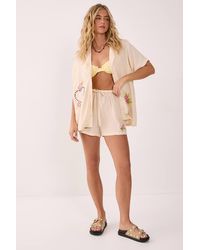 Nasty Gal - Cross Hatch Heart Embroidered Tie Waist Shorts - Lyst
