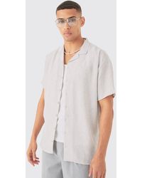 BoohooMAN - Oversized Linen Look Revere Shirt - Lyst