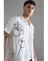 BoohooMAN - Short Sleeve Viscose Line Flower Shirt - Lyst