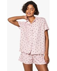 Boohoo - Tall Heart Print Short Sleeve Shirt & Shorts Pyjama Set - Lyst