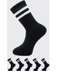 Boohoo 5 Pack Stripe Sport Socks - Black