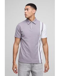 Boohoo - Polo Ajustado Con Panel Lateral Y Cremallera En El Cuello - Lyst