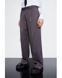 BoohooMAN - Wide Fit Pleat Front Tailored Trouser - Lyst