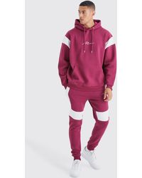 BoohooMAN - Oversized Man Colour Block Hooded Tracksuit - Lyst