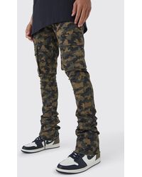 BoohooMAN - Tall Skinny Stacked Flare Gusset Camo Cargo Trouser - Lyst