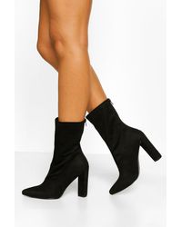 Patent Pu Heeled Pointed Sock Boots 