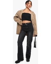 Boohoo - Belted Western Detail Denim Jean - Lyst