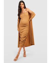 Boohoo - Maternity Textured Strappy Dress And Duster Coat - Lyst