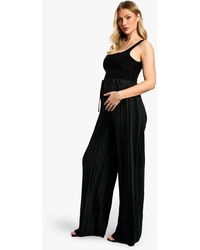 Boohoo - Maternity Wide Plisse Elasticated Waist Drawstring Wide Leg Trouser - Lyst