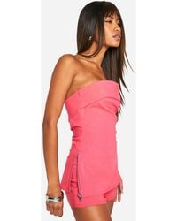 Boohoo - Bengaline Longline Split Hem Corset - Lyst
