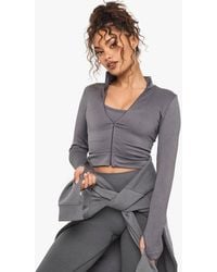 Boohoo - Basics Seamless Rib Zip Through Jacket - Lyst