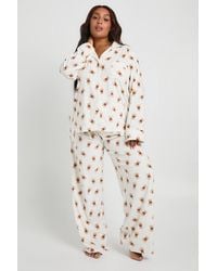 Boohoo - Plus Matching Family Bear Print Baby Fleece Long Sleeve Shirt & Pants Pyjama Set - Lyst