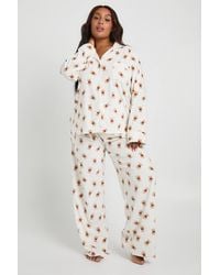 Boohoo - Plus Matching Family Bear Print Baby Fleece Long Sleeve Shirt & Pants Pyjama Set - Lyst