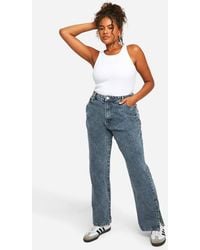 Boohoo - Plus Basics Split Hem Straight Leg Jeans - Lyst