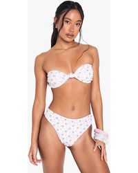 Boohoo - Swimwear Essentials Ditsy Floral High Waisted Bikini Bottoms - Lyst