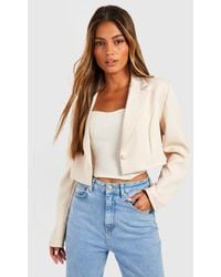Boohoo - Basic Woven Single Button Crop Blazer - Lyst