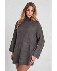 Boohoo - Roll Neck Tunic Jumper Dress - Lyst