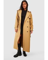 Boohoo - Oversized Shoulder Pad Belted Maxi Trench - Lyst