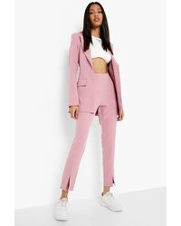Boohoo Tall Tailored Split Front Trouser - Pink
