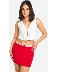 Boohoo - Lace Bow Waist Detal Jersey Mini Skirt - Lyst
