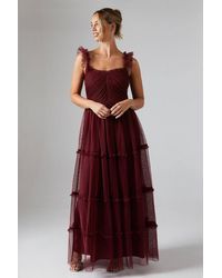 Oasis - Flutter Sleeve Tiered Mesh Bridesmaid Dress - Lyst