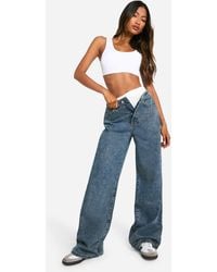Boohoo - Vaqueros Básicos De Pernera Ancha Y Tiro Alto - Lyst
