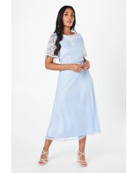 Wallis - Petite Occasion Cornelli Slash Neck Dobby Midi Dress - Lyst