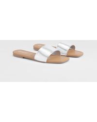 Boohoo - Wide Fit Metallic Minimal Mule Sandals - Lyst