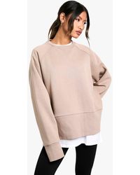 Boohoo - Rib Detail Deep Hem & Cuff Oversized Sweatshirt - Lyst