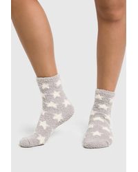 Boohoo - Star Print Fluffy Socks - Lyst
